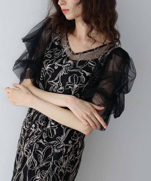 BLUEEAST ドレス 刺繍チュールIラインパーティードレス : ZOZOTOWN  