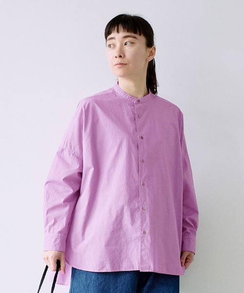 最低価格の ブラウス yuni シャツ ワイド コットンキャッチワッシャー トップス