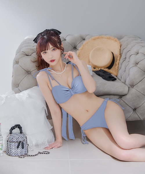 sugar nine 水着 ショルダー紐リボンシンプルビキニ 2点セット