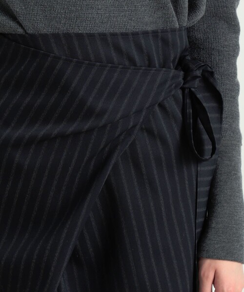 BACCA スカート ストライプギャバ ラップロングスカート : ZOZOTOWN