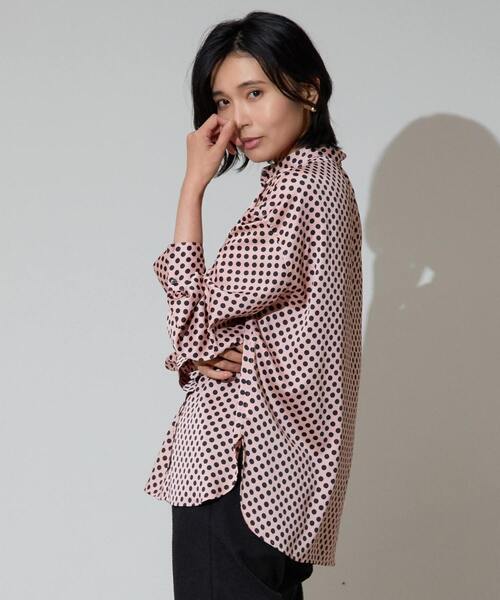 ブラウス シャツ 「セットアップ対応」フィルムストライプ2WAYヘムタックブラウス レディース LE CERCLE par ropé(ル セルクル パー ロペ) / 【セットアップ