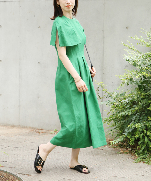 VERMEIL par iena」 ノースリーブワンピース 38 グリーン レディース 