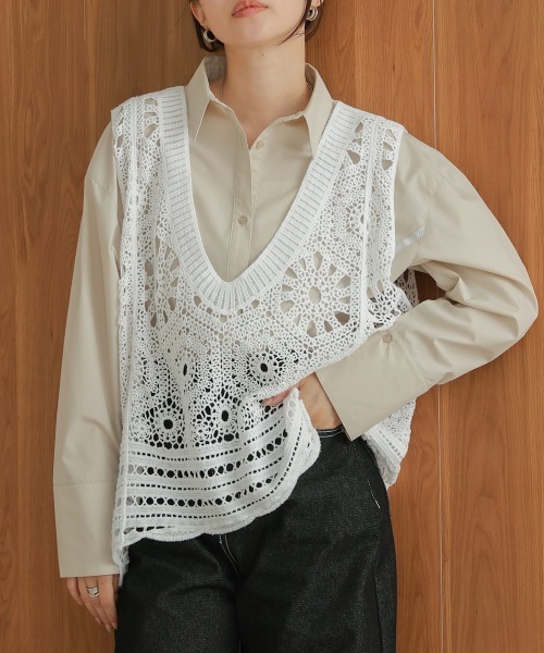 BAB ベスト ジレ クロシェ編みベスト レディース : ZOZOTOWN