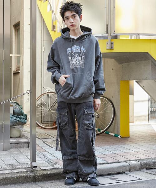 WEGO パーカー WEGO/ピグメントグラフィックプルパーカー メンズ