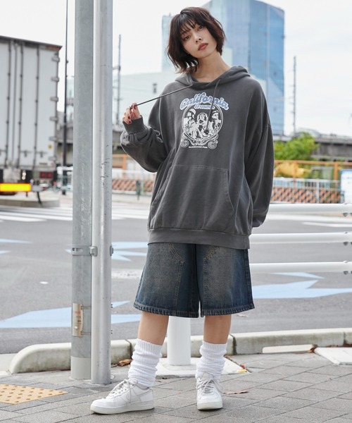 WEGO パーカー WEGO/ピグメントグラフィックプルパーカー メンズ