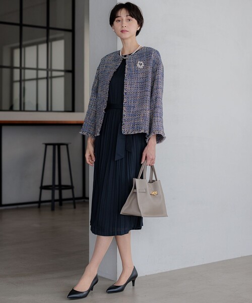 23区 ジャケット ノーカラージャケット GIOLICA ノーカラー ツイード