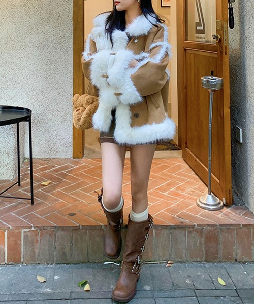 美品✩本物✩ムートンコート✩柔らか✩フード有り✩ファーコート✩軽い aimoha（アイモハ） ムートンコート ボアコート ボリュームファー