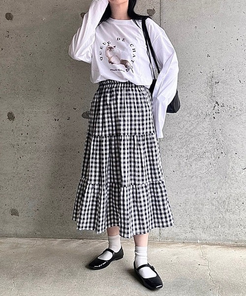 リボンネコチャンTシャツ tシャツ 「低身長用サイズあり」猫リボンプリントTシャツ
