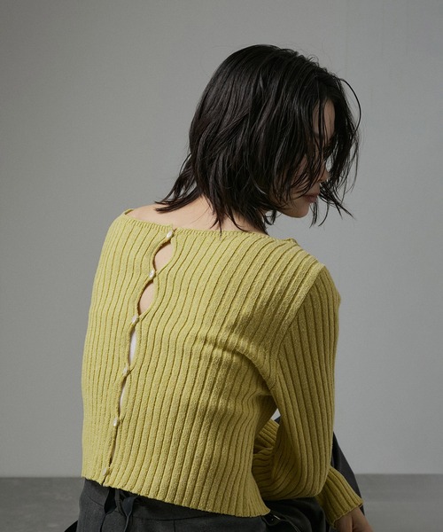 【関税込み】Robyn Lynch グリーン Wavy カーディガン Robyn Lynch Wave short-sleeve Cotton Cardigan | Grey