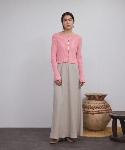 SALON adam et rope' カーディガン ローシルクリブニット2way