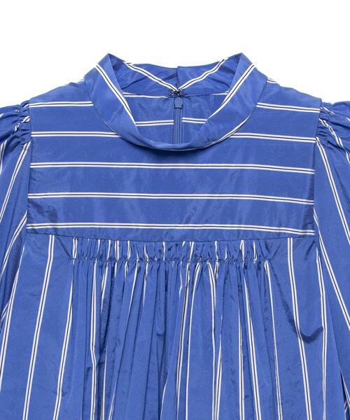 ブラウス シャツ FABRICAスタンドカラーフレアブラウス レディース LANVIN en Bleu ブラウス シャツ FABRICAスタンドカラーフレア