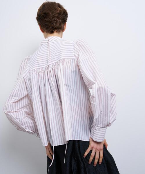 ブラウス シャツ FABRICAスタンドカラーフレアブラウス レディース LANVIN en Bleu ブラウス シャツ FABRICAスタンドカラーフレア