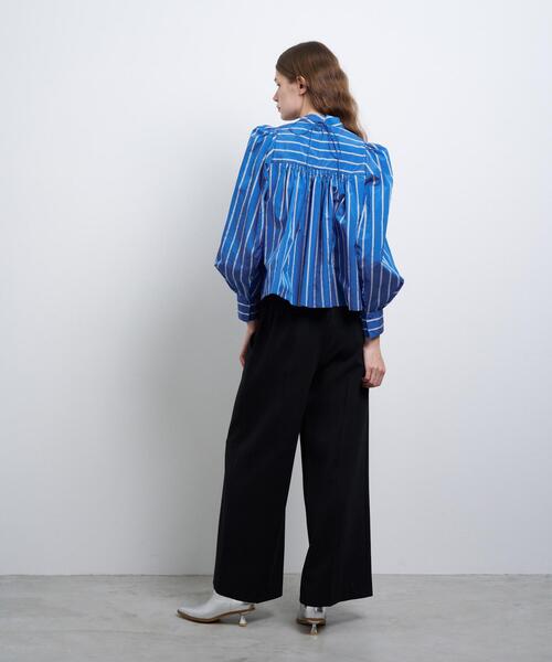 LANVIN en Bleu ブラウス シャツ FABRICAスタンドカラーフレア