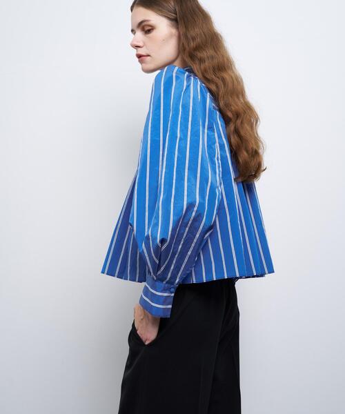 LANVIN en Bleu ブラウス シャツ FABRICAスタンドカラーフレア