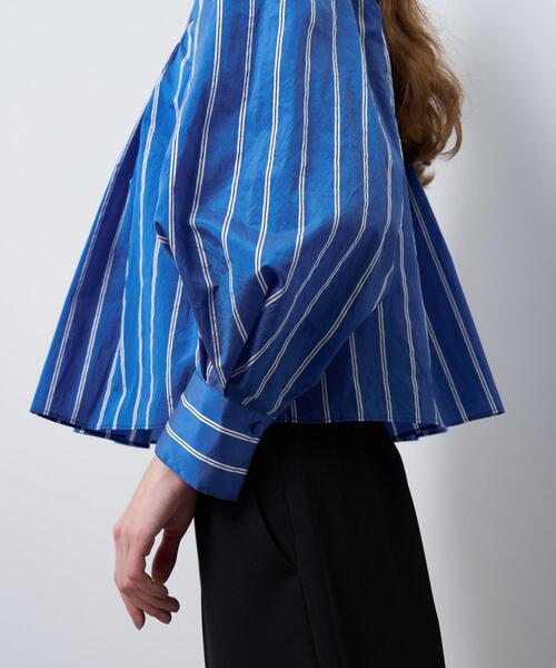 「LANVIN en Bleu」 長袖ブラウス 38 オフホワイト レディース トリアセローンフリルギャザーブラウス|LANVIN en Bleu | LANVIN