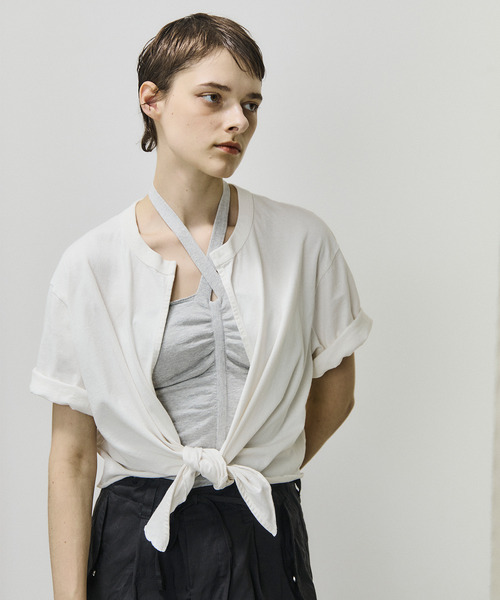 tシャツ unfil アンフィル / dry touch cotton jersey front-tie T-cardigan ドライタッチコットンジ