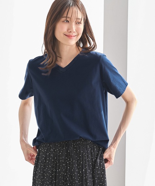 Honeys tシャツ 「ハニさら・接触冷感・UVカット」きれいめV