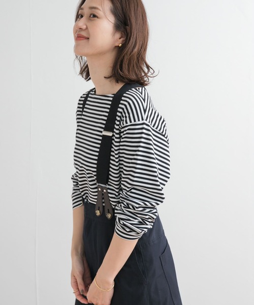 URBAN RESEARCH DOORS tシャツ ラウンドヘムボーダーロングT