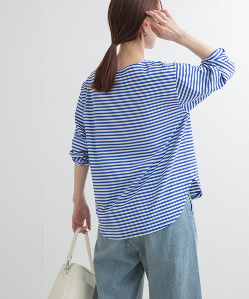 URBAN RESEARCH DOORS tシャツ ラウンドヘムボーダーロングT