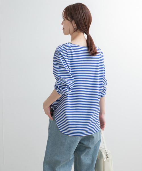 URBAN RESEARCH DOORS tシャツ ラウンドヘムボーダーロングT