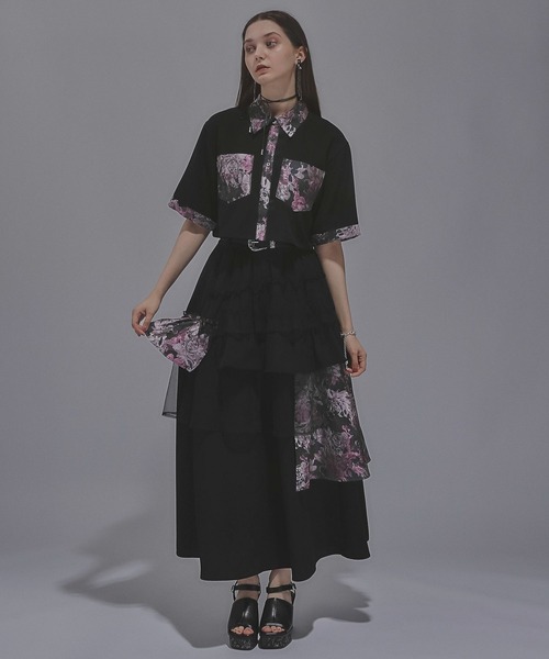 HARE ブラウス シャツ ジャガードキリカエショートシャツ(HARE