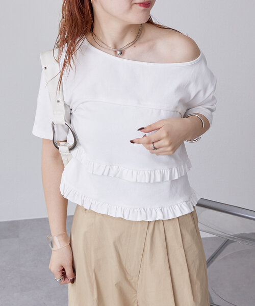 mystic（ミスティック） tシャツ レイヤードフリルTシャツ レディース