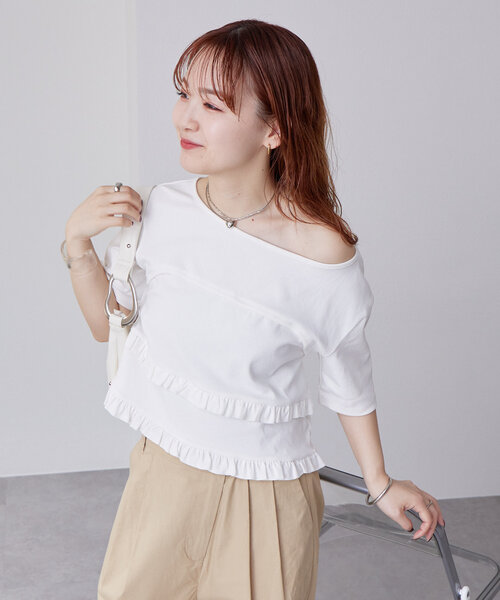 mystic（ミスティック） tシャツ レイヤードフリルTシャツ レディース