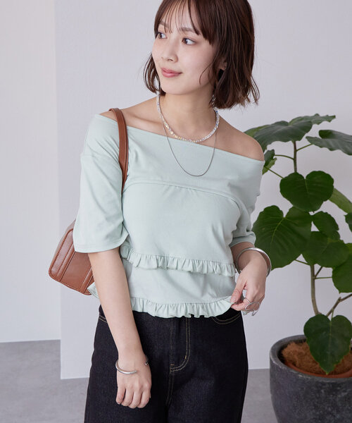 mystic（ミスティック） tシャツ レイヤードフリルTシャツ レディース