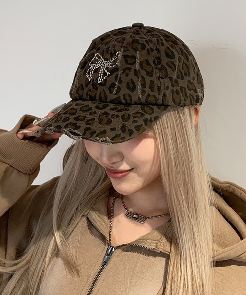 lilful キャップ 帽子 バタフライリボンモチーフ ラインストーン