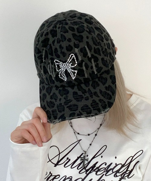 lilful キャップ 帽子 バタフライリボンモチーフ ラインストーン