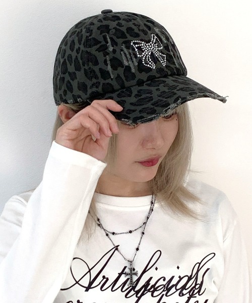 lilful キャップ 帽子 バタフライリボンモチーフ ラインストーン