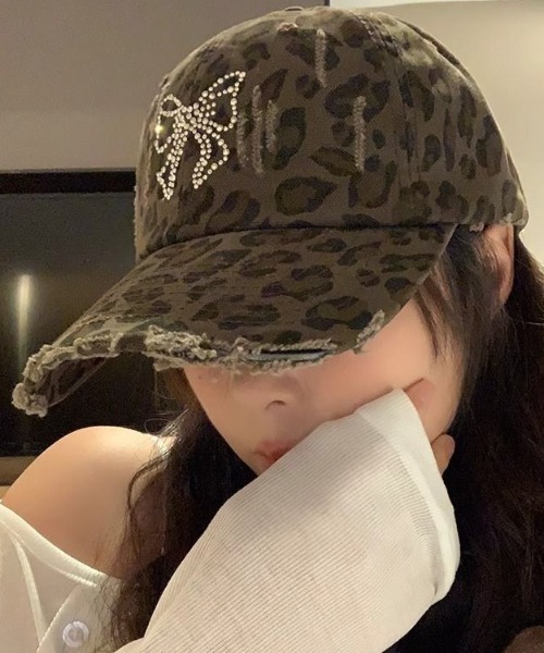 lilful キャップ 帽子 バタフライリボンモチーフ ラインストーン