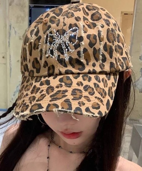 lilful キャップ 帽子 バタフライリボンモチーフ ラインストーン