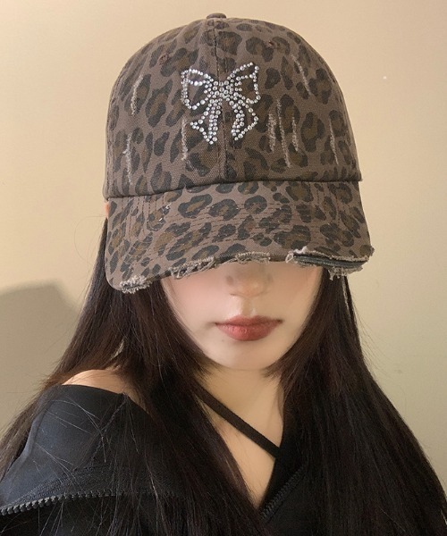 lilful キャップ 帽子 バタフライリボンモチーフ ラインストーン