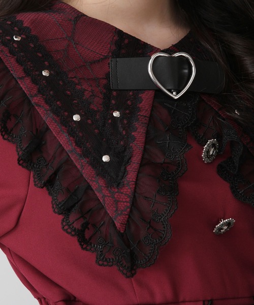 DearMyLove ワンピース クモレース角襟ベルトレースアップワンピース