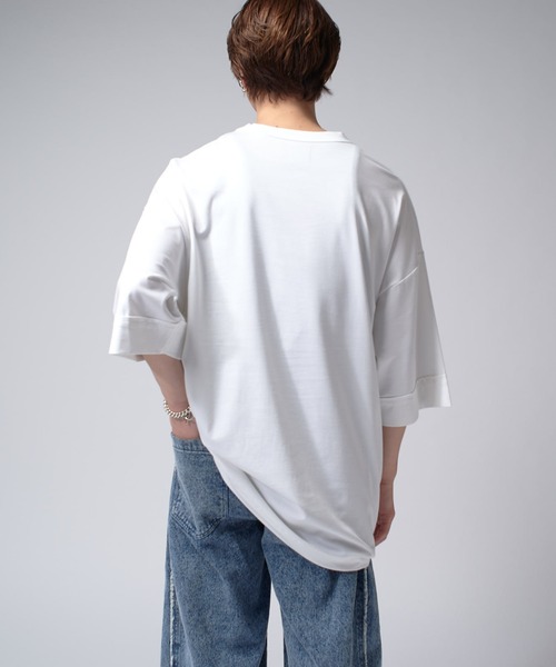 Lui'sブラック ロゴ入り 半袖Tシャツ Lui's tシャツ ピグメントルーズフィットロンT メンズ