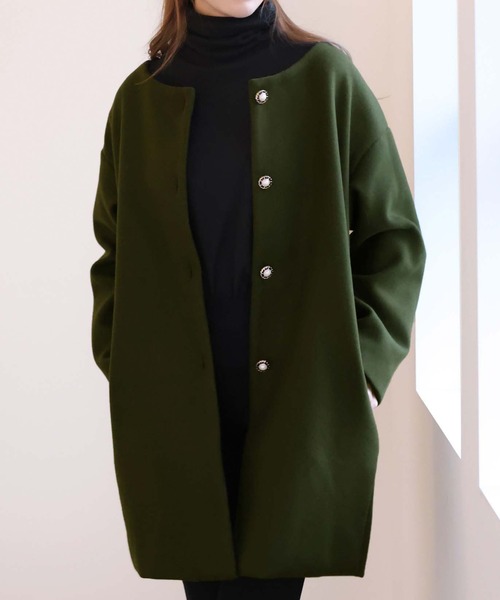 「Doula Doula」 ノーカラーコート M ブラック レディース_画像6