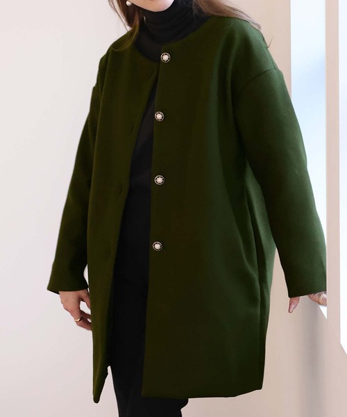 「Doula Doula」 ノーカラーコート M ブラック レディース_画像8