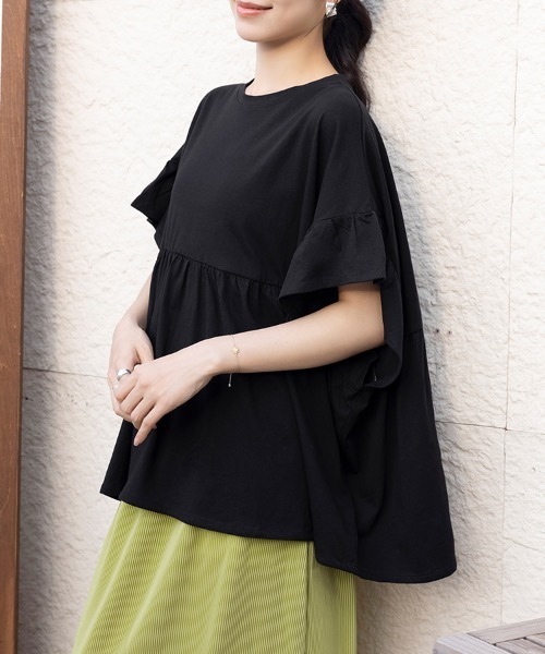 【マスタード】ペプラムフレアカットソー tシャツ ペプラムフレアスリーブカットソー レディース : ZOZOTOWN