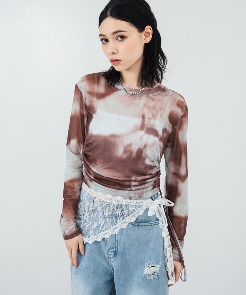 ANAP（アナップ） tシャツ ニュアンス ペイント シアー トップス