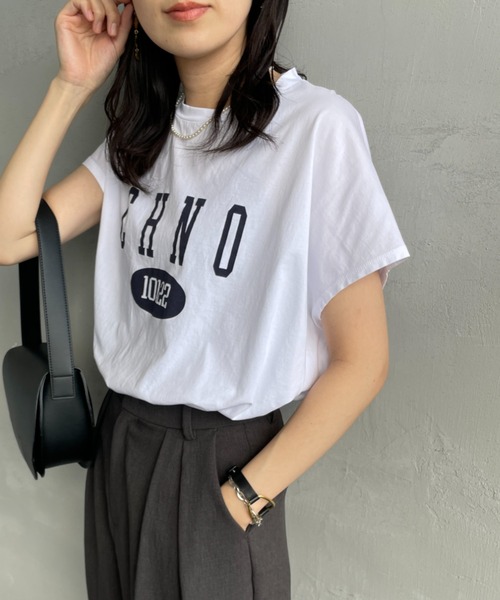 tシャツ 「MICA＆DEAL/マイカアンドディール」 別注 CHNO フレンチスリーブロゴプリントTシャツ レディース MICA&DEAL tシャツ 「MICA＆DEAL/マイカアンドディール」 別注