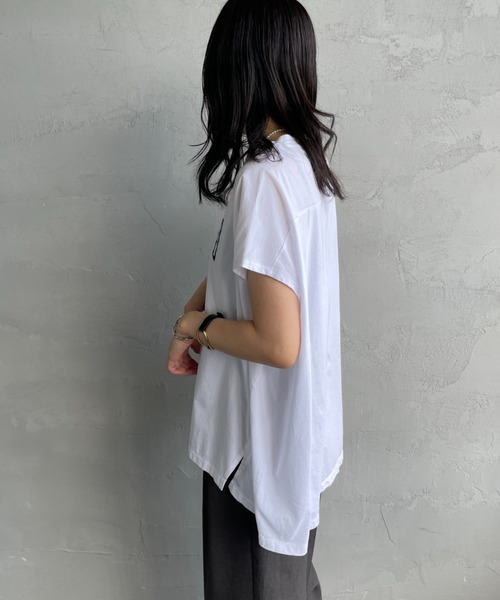 tシャツ 「MICA＆DEAL/マイカアンドディール」 別注 CHNO フレンチスリーブロゴプリントTシャツ レディース MICA&DEAL tシャツ 「MICA＆DEAL/マイカアンドディール」 別注