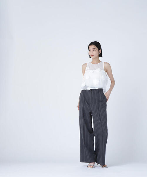 ブラウス シャツ 「BLANC」フラワーモチーフアメスリトップス レディース NATURAL BEAUTY BASIC ブラウス シャツ 「BLANC」フラワー
