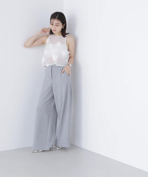 ブラウス シャツ 「BLANC」フラワーモチーフアメスリトップス レディース NATURAL BEAUTY BASIC ブラウス シャツ 「BLANC」フラワー