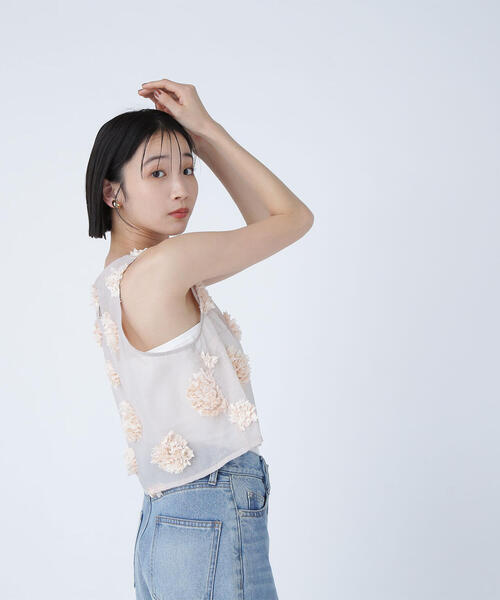 ブラウス シャツ 「BLANC」フラワーモチーフアメスリトップス レディース NATURAL BEAUTY BASIC ブラウス シャツ 「BLANC」フラワー