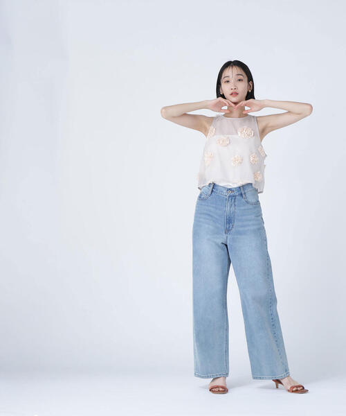 ブラウス シャツ 「BLANC」フラワーモチーフアメスリトップス レディース NATURAL BEAUTY BASIC ブラウス シャツ 「BLANC」フラワー