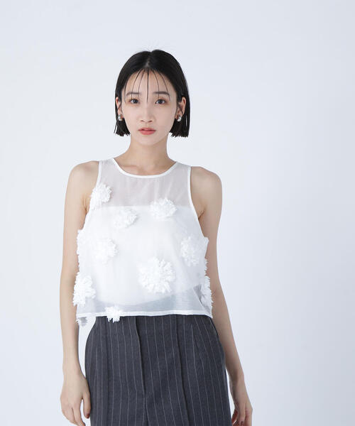ブラウス シャツ 「BLANC」フラワーモチーフアメスリトップス レディース NATURAL BEAUTY BASIC ブラウス シャツ 「BLANC」フラワー