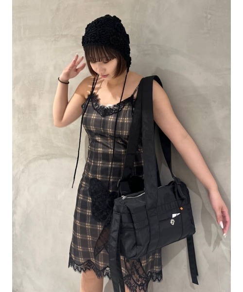 ニットキャップ・ビーニー Women Crochet Knit Hat ニット帽 ニットキャップ 紐付き手編みニット帽 レディース