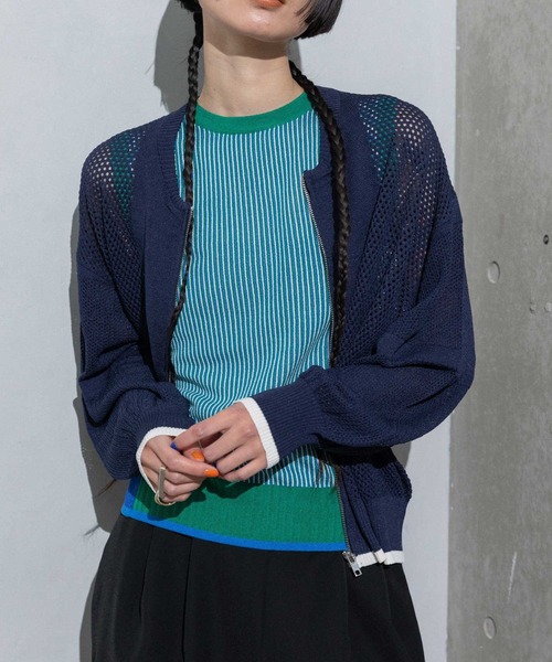 半額 50％OFFの通販 MARECHAL TERRE ニットメッシュブルゾン アウター ブルゾン ジャケット・アウター