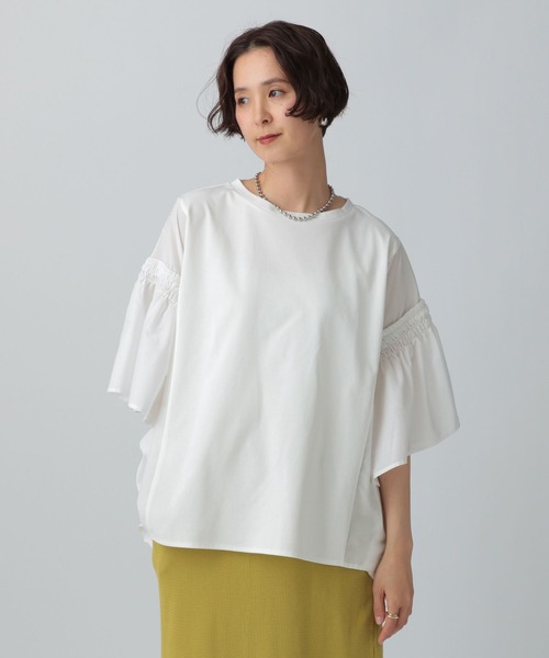 LEPSIM（レプシィム） tシャツ 異素材フリルチュニック 242848